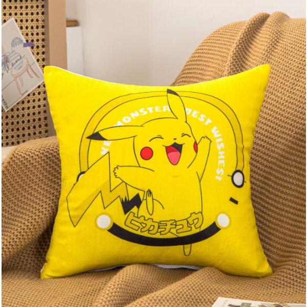 Plys Cartoon Pudebetræk - Stue Sofa Puder - 18x18 Inc - Happy Pikachu