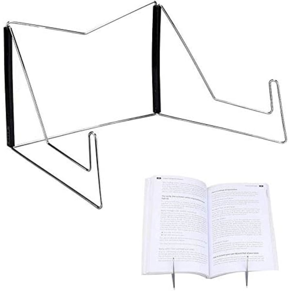 Bogstøtte, Fold-n-Stow Metal Bogstand Justerbar og Bærbar Læsebogsstøtter Multifunktionel Stativholder (Sort)
