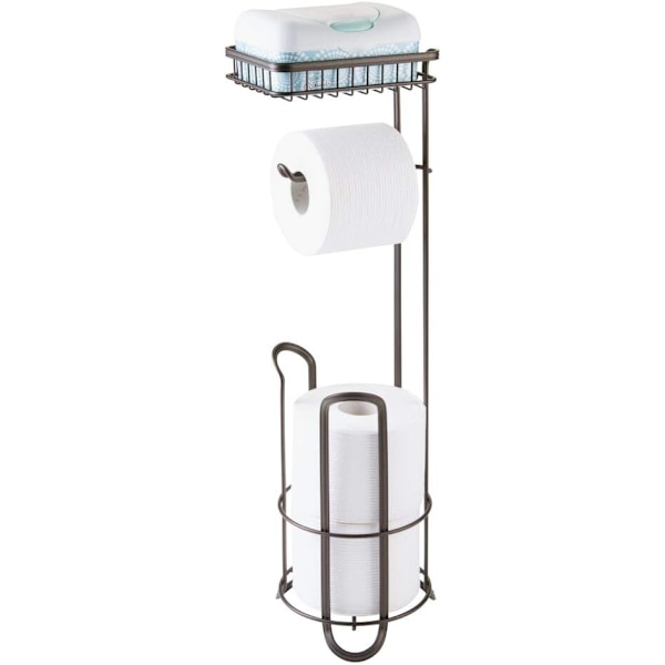 Toiletpapirholder - Fritstående - Ingen boring nødvendig - Toiletpapirholder til badeværelset - Toiletpapirholderstativ