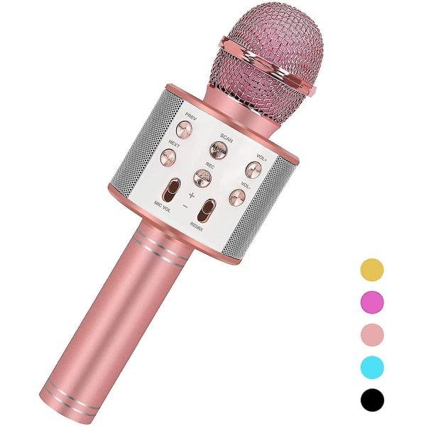 Bluetooth trådløs karaokemikrofon, festfavorit for børn i alderen 4-12 Rose Gold