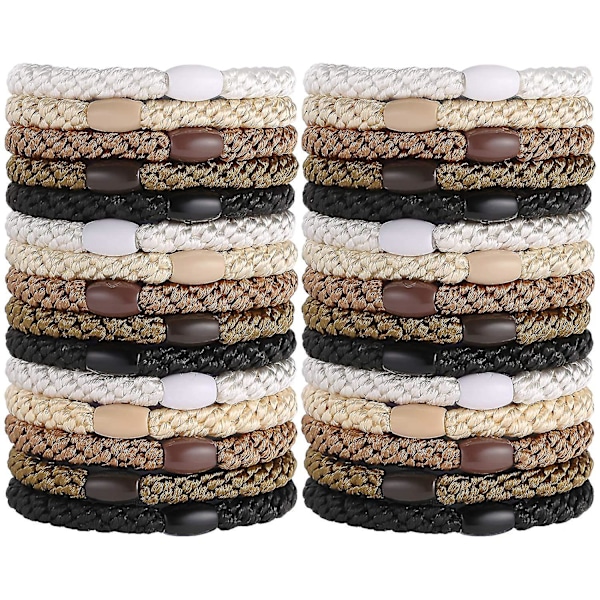 Hair Ties For Women Girls,30 Pcs Elastics Hair Bands Ponytail Holders For Thick Hair(black/brown/white/beige/coffee)