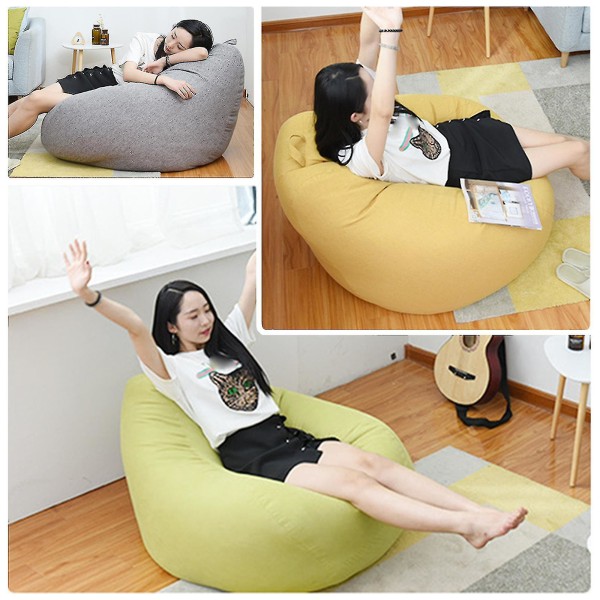 Säkkituolit sohvan cover, sisätilojen laiska lepotuoli aikuisille Kidsno täyttö - Khaki - 100 x 120cm