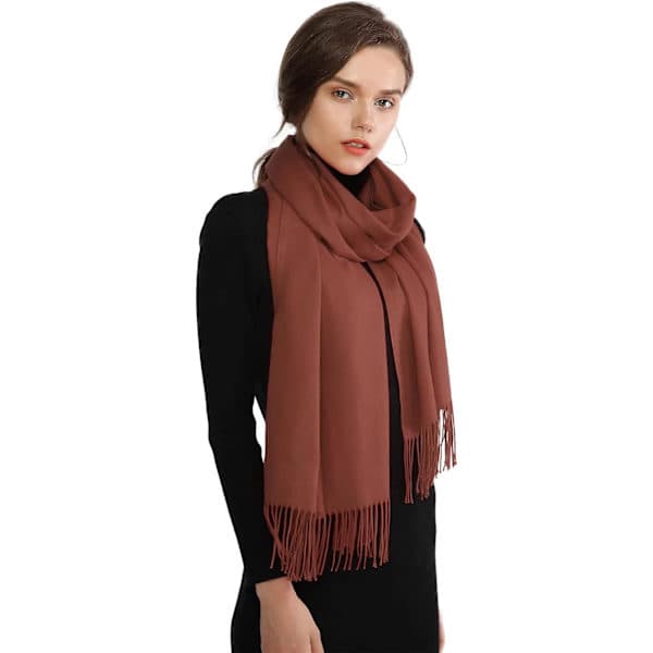 Dame Tørklæder Pashmina Sjaler og Wraps til Bryllupssjaler til Kvinder Vinter Reddish Brown