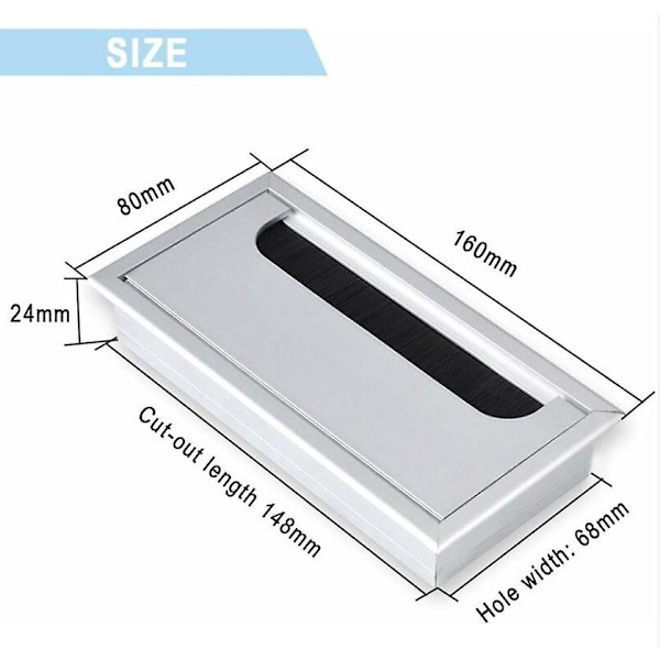 Musta 2-osainen kaapeliläpivientisarja - alumiini - 160 x 80 mm