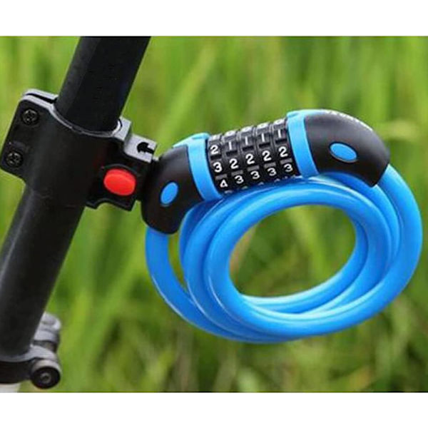 Cykellås med hög säkerhet, 5-siffrig återställbar kombination, spiralformad kabel, bäst för cyklar utomhus, 1,2 mx 12 mm