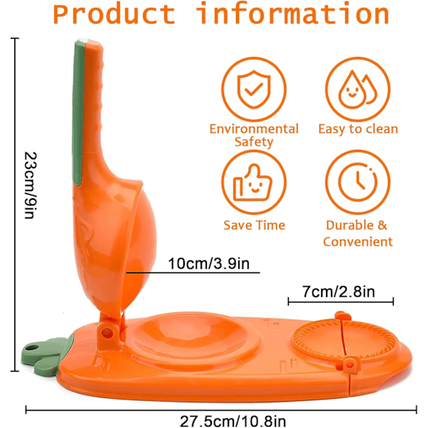 Dumpling Maker, 2 i 1 Deigpresse Sett, Multifunksjonell Manuell Deigmaker Former, Baking Pastry Kjøkken Gadget (Oransje)