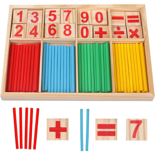 Träleksaksräknestavar, för barn Pedagogiska leksaker i förskola (färgglada)
