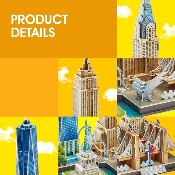 3D-puslespill, New York City Skyline Building Model Kits, 123 deler