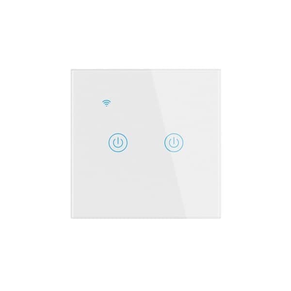 WiFi smart väggströmbrytare, glas touchpanel, kompatibel med Alexa och Google Assistant (2-facks)