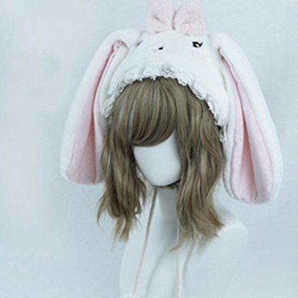 Tytöt Kawaii Rabbit Bunny Ear Lolita Hat Vintage Lolita Villa Cap Lämmin Kani Hattu Valkoinen White
