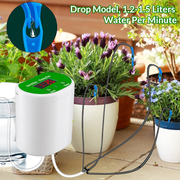 Automatisk vandingssystem USB 8 Droparrow Ferieplante vanding enheder til indendørs potteplanter LED-display DIY Automatisk plantevander Gave