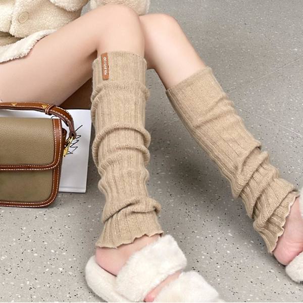 1 par benvarmere sokker   Passer til høye elastiske strikkevarer Langtidsbruk Dekorer Hold varmen Komfortable kvinner Ekstra lange tunge slouch bomull H Beige One Size