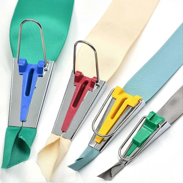 4 stk. Bias Tape Maker Sæt, Holdbar Hård Plast og Rustfrit Stål, Syning Binding Quilting Værktøjer, Perfekt til DIY Patchwork Kunst og Håndværk