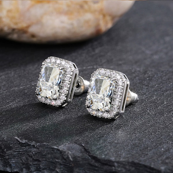 Silver Örhängen med Stift för Kvinnor Flickor, Droppformade Cubic Zirconia Örhängen Set - Fina Bröllopsörhängen Smycken för Brudar Brudtärnor White