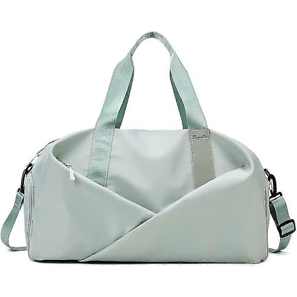 Gymtaske til kvinder, lille rejsetaske med skorum, duffelbag til sport, weekend, svømning, sort-s Light Green S