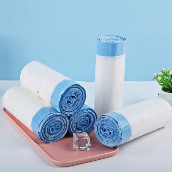3 Ruller Søppelposer Bin Liners Trekkstreng Søppelposer - 15L Trekkstreng Håndtak Sterke Høye Søppelposer Uduftede Innendørs Søppelposer for Soverom（45x50cm）
