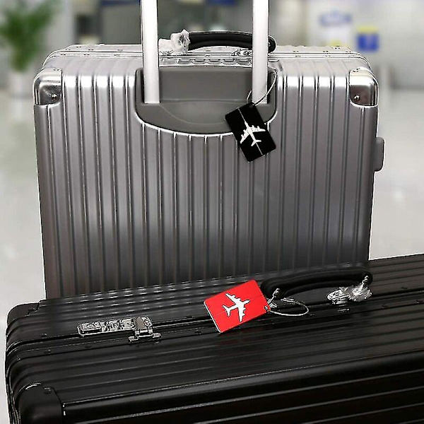 6-pack Flygplansbagageetikett Aluminiumlegering Bagageetikett med Rostfria Strängar och Vattentät PVC-kort Bagageetiketter (6 Färger) Hy