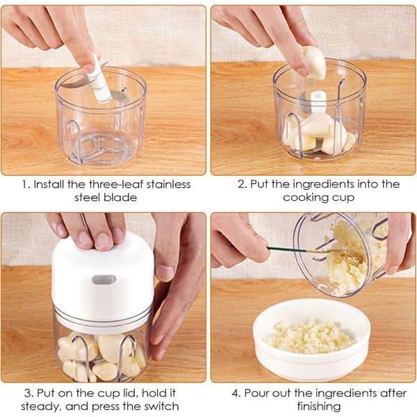 Elektrisk mathakker 250 ml, USB oppladbar blender (hvit)