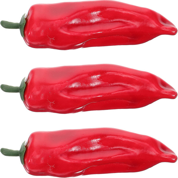 3stk Kunstig Pepper Simulering Chilipepper Falske grønnsaksmodell Fotorekvisitter