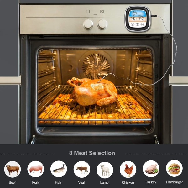 Kjøtttermometre, digitalt kjøtttermometer Øyeblikkelig avlesning Temperatursonde og timer Mattermometer for steking i ovn BBQ Sukkervannsyltetøy (svart)