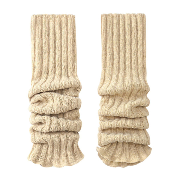 1 par benvärmare strumpor   Passar höga stretchiga stickning långvarig användning dekorera hålla varma bekväma kvinnor extra långa tunga slouch bomull H Khaki One Size