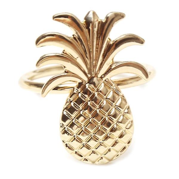 12 kpl Ananas-lautasliinarengas Metallipinnoitettu Lautasliinarengas Rengaspidike Häät Lomajuhlat Pöytäkoriste
