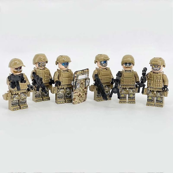 12 stk Camouflage specialstyrker figurer, mini soldater militærbase legetøj med våben
