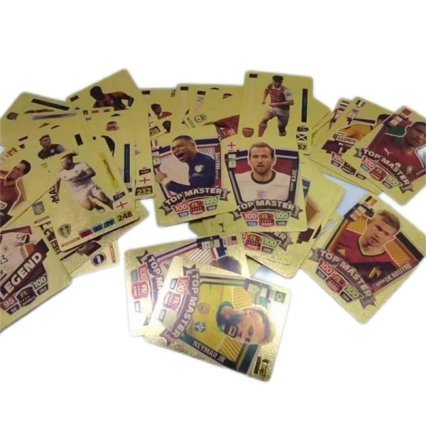 Jalkapallo kultakortit 50 korttia Hauskoja kortteja Lasten lelut kulta