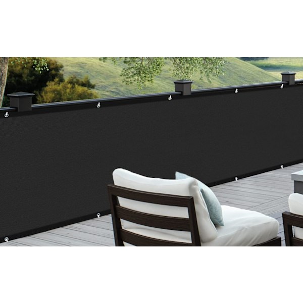 Balkon gennemsigtighedsbeskyttelse vind- og UV-beskyttelse, 90 x 300 cm, sort