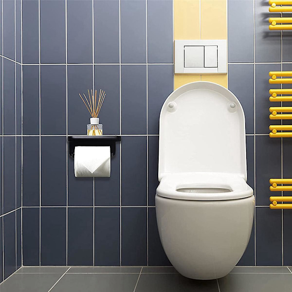 3x WC-paperiteline hyllyllä, musta WC-paperiteline seinäkiinnitys, kylpyhuoneen liima WC-P