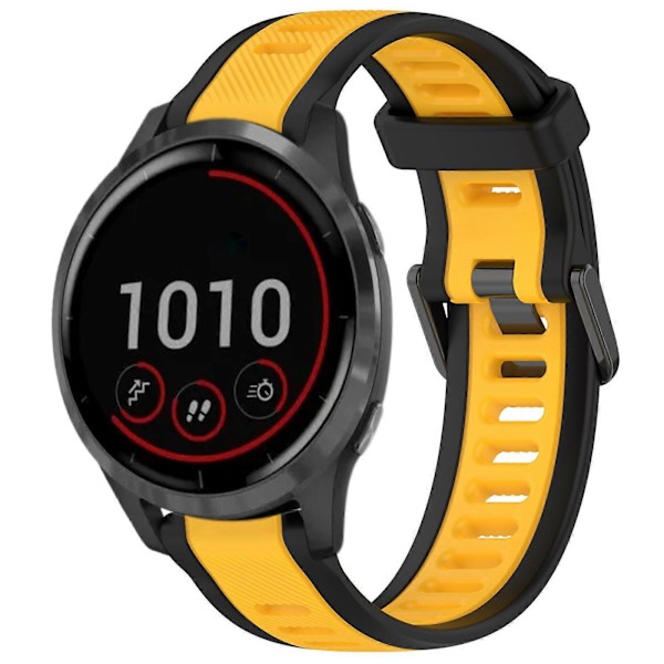 22mm Silikon Klokkereim For Garmin Vivoactive 4 Yellow Black