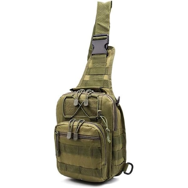 Sling Bag Taktisk Ryggsäck Utomhus Axelväska Satchel Bröstpaket Dagryggsäckar för Smart Phone Klättring Camping Cykling Vandring Army Green