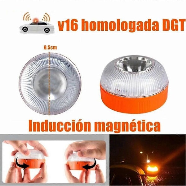 Dgt Oppladbart Lys V16 Godkjent Homologert Bil Nødhjelp Blink Magnetisk Induksjon Strobe Blinkende Varsellys