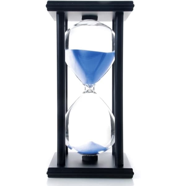60 minutters timeglass, tre sandtimer, blå