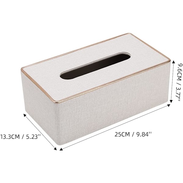 Fodral för pappersnäsdukar i PU-läder, rektangulär förvaringsbox för hem eller kontor (pärlvitt) Pearl White