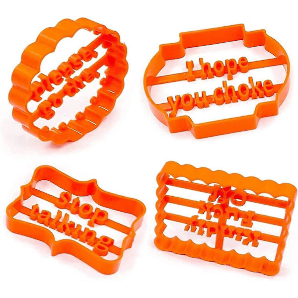 4 stk. Frekk Frase Kjeksutstikker Halloween Uhøflige Ord Kakeform Plast Morsomme Kakeformer For DIY Baking xi
