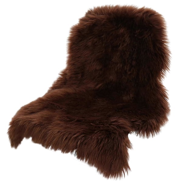 Klassisk Mjuk Fuskfårskinnsmatta Vit Fluffig Områdesmatta Ryamatta Mattor För Sovrum Vardagsrum Brown