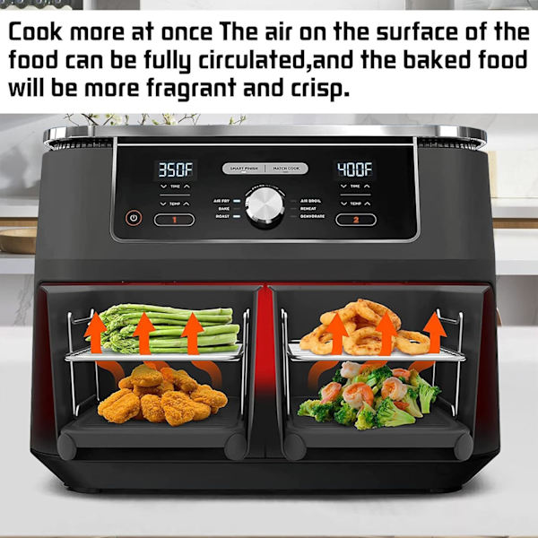 2 stk. Airfryer-stativ kompatibel med Ninja Food Dual Zone Airfryer [AF300UK] 2 skuffer, dehydratorstativer i lag, spydstativ i rustfrit stål 304