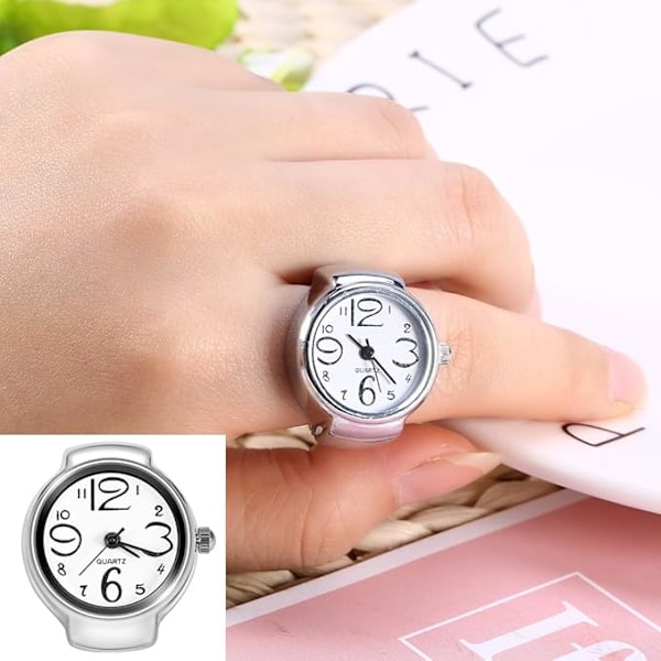 Ringklocka, Finger Ring Watches Fashionabla Kvinnor Män Kvarts Analog Rund Finger Ring Love Watch Finger Ring Watches för Män Kvinnor (Svart)