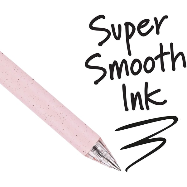 12 STK uttrekkbare gelpenner sett med svart blekk Beste penner for jevn skriving og komfortabelt grep Flott for skole, kontor eller personlig bruk (rosa)