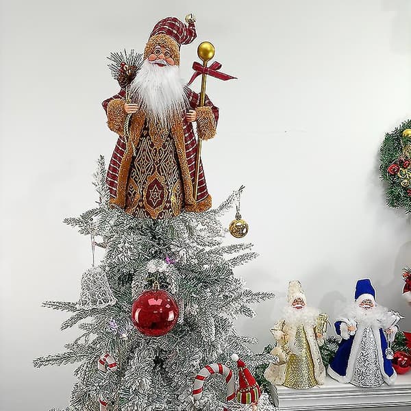 32 cm realistisk julemandsfigur med LED-lys, julepynt, plysdukke
