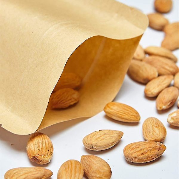 100 kpl Kraft-pusseja ikkunalla seisova vetoketjullinen suljinpaperipussi, elintarvikkeiden säilytyspussi - 9*14cm