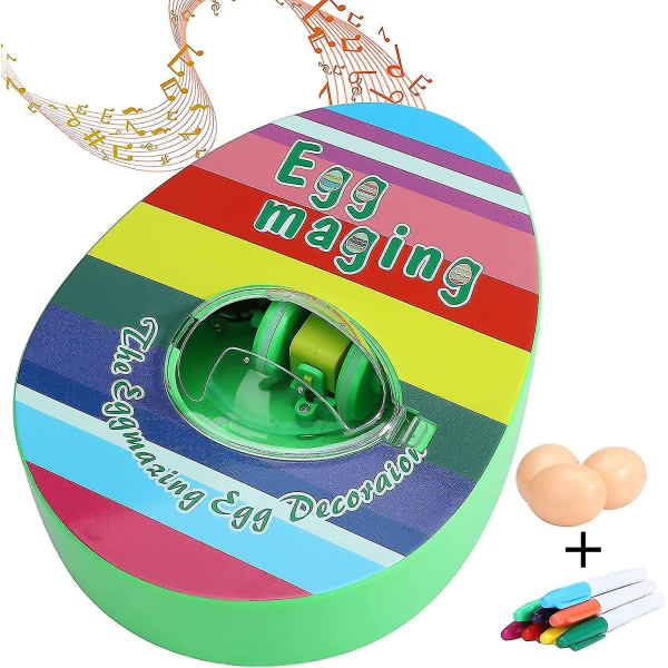 Påskeegg dekorasjonssett, elektrisk malemaskin for påskeegg med 8 fargepenner og 3 egg DIY Egg Maker Roterende påskeegg maler for voksne