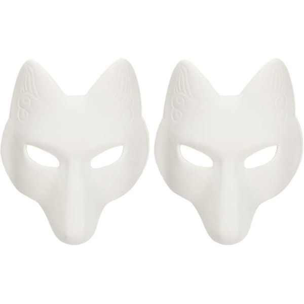 Dyremasker 2stk Rævemaske, Halloween White Fox Mask AA