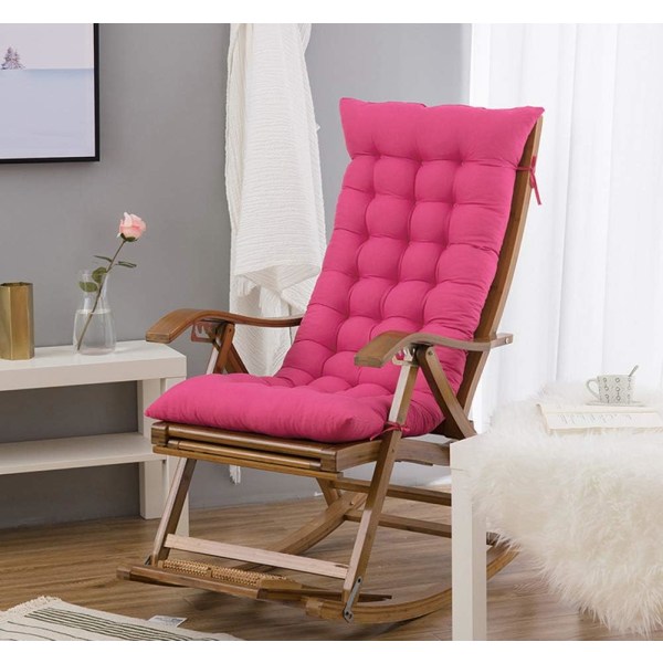Klassisk havegårdhave tyk stol Solsengspude Træ liggestol Bløde puder Udendørsstole Lounge Sæde Relaxer Pude -Rose Red