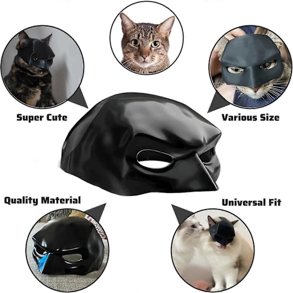 Katteflagermusmaske, Katteflagermus Cosplay Hat, Flagermusmaske til Kat, Flagermuskat Avenger Maske, Batcat Halloween Kostumer, Passer til de fleste katte L