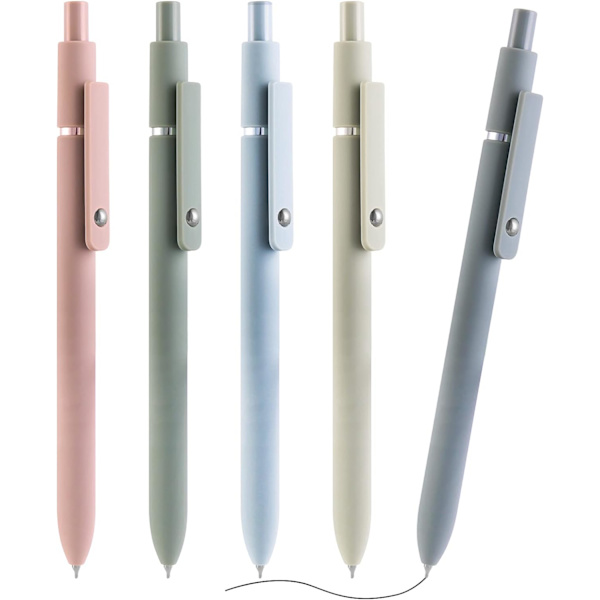 0,5 mm Retractable Gelblekk Penner Søte Ballpoint Penner Svart Glatt Skriving Pastell Roller for Skole Kontor Gave Rekvisita 5 PCS (Morandi)