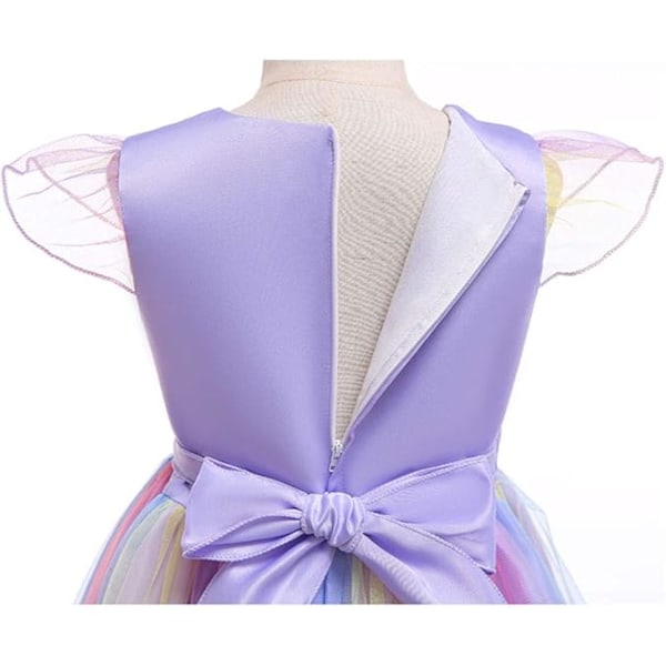 Barn Enhörningsdräkt Klänning, Flicka Enhörningskjol, Blommor Flicka Ärmlös Festkläder, Födelsedagskläder Festkläder Purple 150cm