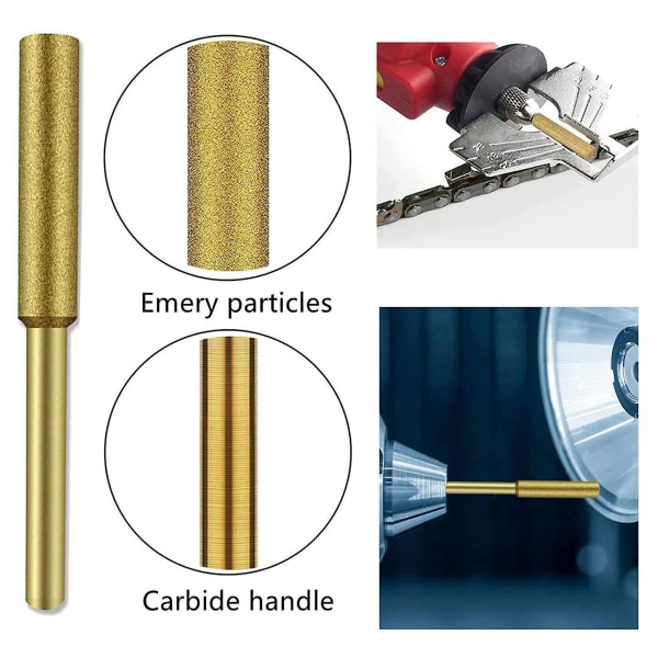 10 st Elektrisk motorsågsvässare Stone Burr Slipstensfil, titanpläterad diamantslip