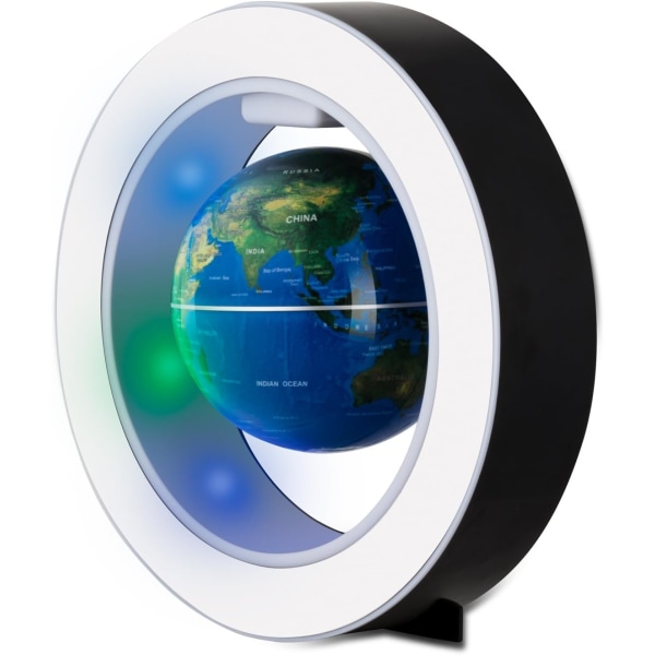 Flytande klot med LED-lampor Magnetisk levitation Flytande klot världskarta för skrivbordsdekoration (blå)